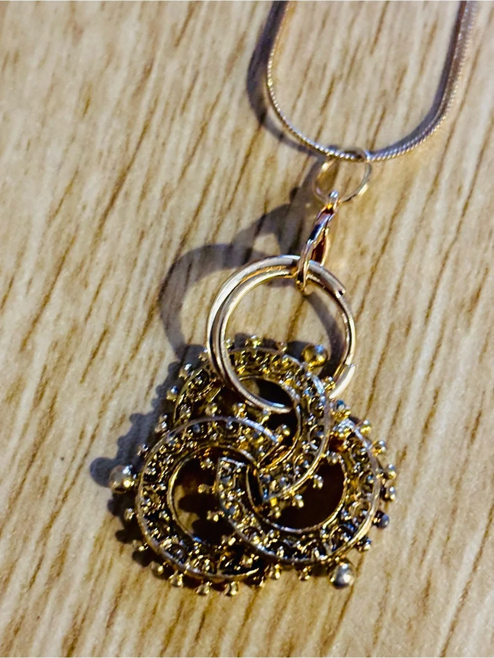 Gold Filigree Circle Pendant Necklace